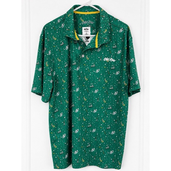 Old Row Other - Old Row Golf Cart Polo Shirt 2XL Green Performance Stretch Golf Print NWT